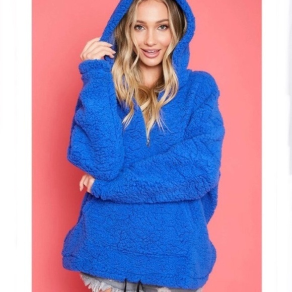 💙ONE LEFT💙 Half Zip Sherpa Hoodie - Picture 2 of 4